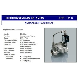 ELECTROVALVULA ELECTROTAZ  N-ABIERTA 220V  05--10KG  2" (292A-50)