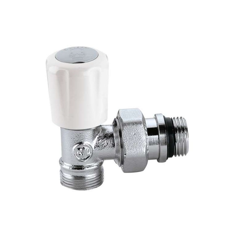Angled convertible radiator valve with pre-setting, for steel pipe. 1/2" 421402