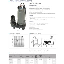 BOMBA FOSAS SÉTPTICAS TRITURADORA LBC-215A