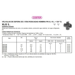 VALVULA DE ESFERA 3 VIAS ROSCADA HEMBRA XLG 315 1/2"