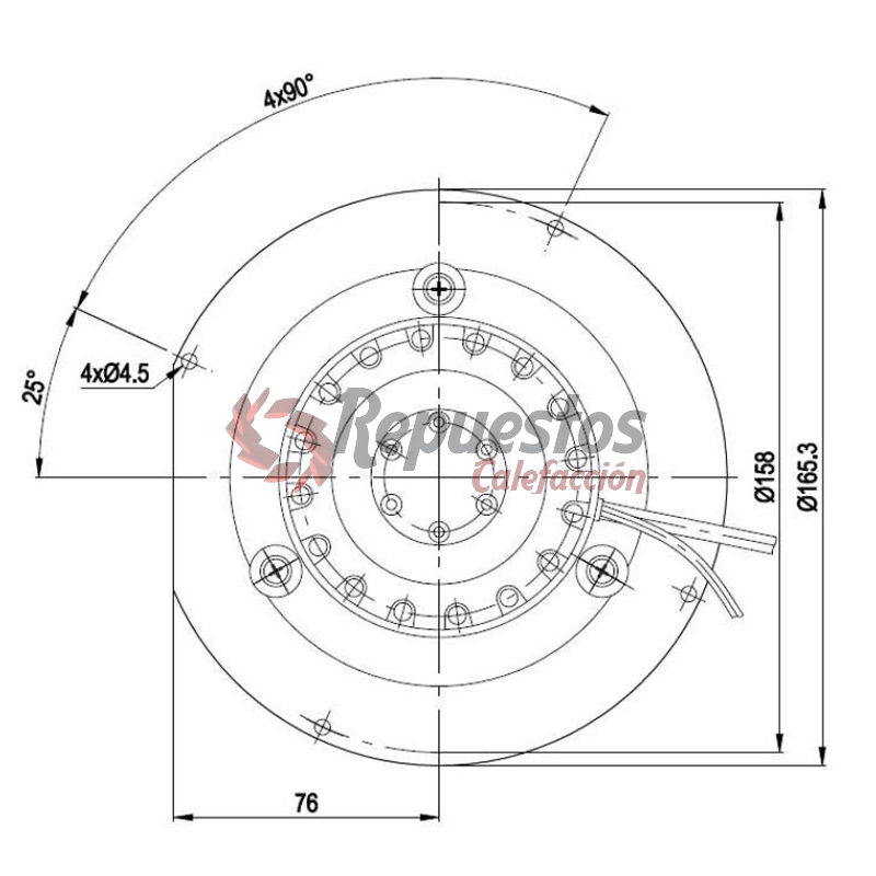 EXTRACTOR DE HUMOS ORIGINAL EBM R2E150-AN91-13