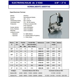 SOLENOID VALVE ELECTROTAZ NORMALLY OPEN 220V 05--10KG 3/4" (2205A-20)