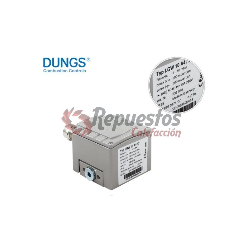 LGW 10 A4/2 IP65 PRESSURE SWITCH DUNGS 232046