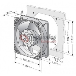 Ventilador axial EBM - PAPST 4650 N para altas temperatura 119X119 MM