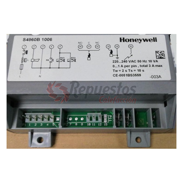 PLACA ELECTRONICA DOMUSA ECOGAS 60-70-80-90-100 (Honeywell S4960B 1006)