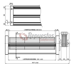 Ventilador tangencial para estufas a pellet TGA 80/1-300/35 EMMEVI - FERGAS 148303