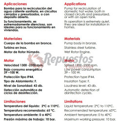 BOMBAS CIRCULADORAS A C S SAN25/35 -180  180M 1-1/2"