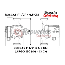 POMPE DE CHAUFFAGE GRUNDFOS UPS 25-50 1/230V 130 MM