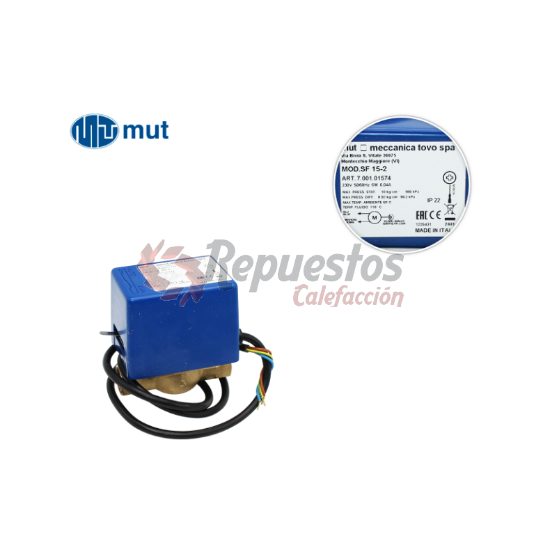 VALVULA DE ZONA MUT SF 15-2 HH R1/2" 2 vias sin micro 230V