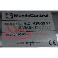 VALVULA DE ZONA  MUNDOCONTROL 3 VIAS 1"  MC  V3R-25.V1   24/50HZ