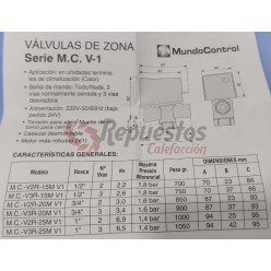 VALVULA ZONA 3 VIAS MUNDOCONTROL 1/2"  V3R-15 MICRO AUXILIAR CO13260