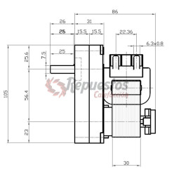 MOTORREDUCTOR KENTA 1,5 RPM K9175052  EJE 8,5 mm rotacion horaria